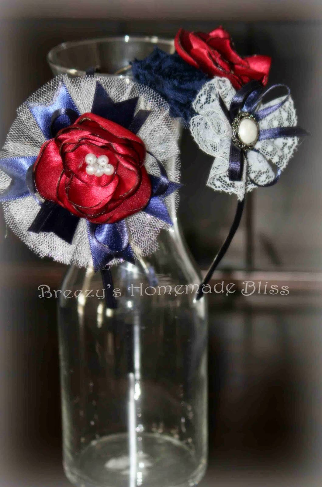 Breezy's Homemade Bliss Navy Blue, Grey and Burgundy Headbands