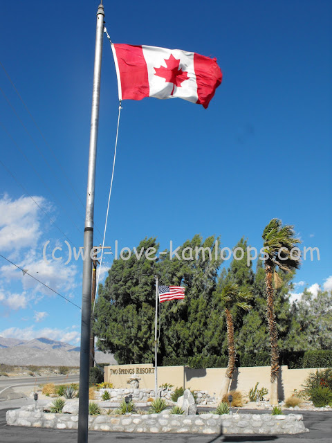 The Canadian flag welcomes Canadians to this park in the USA