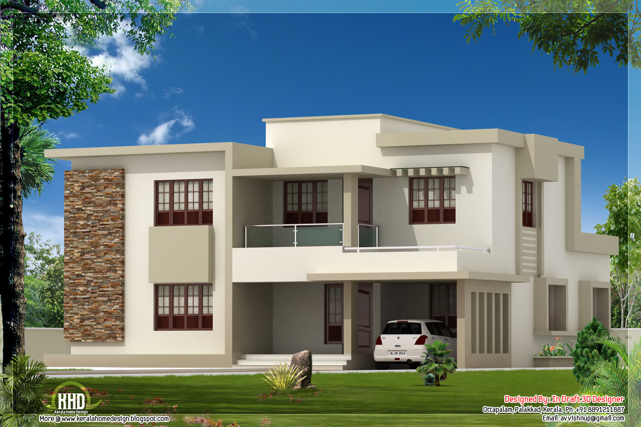 4 Bedroom contemporary flat  roof  home  design  
