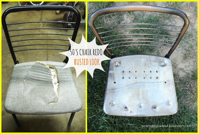 metal chair, chair redo, rusted chair