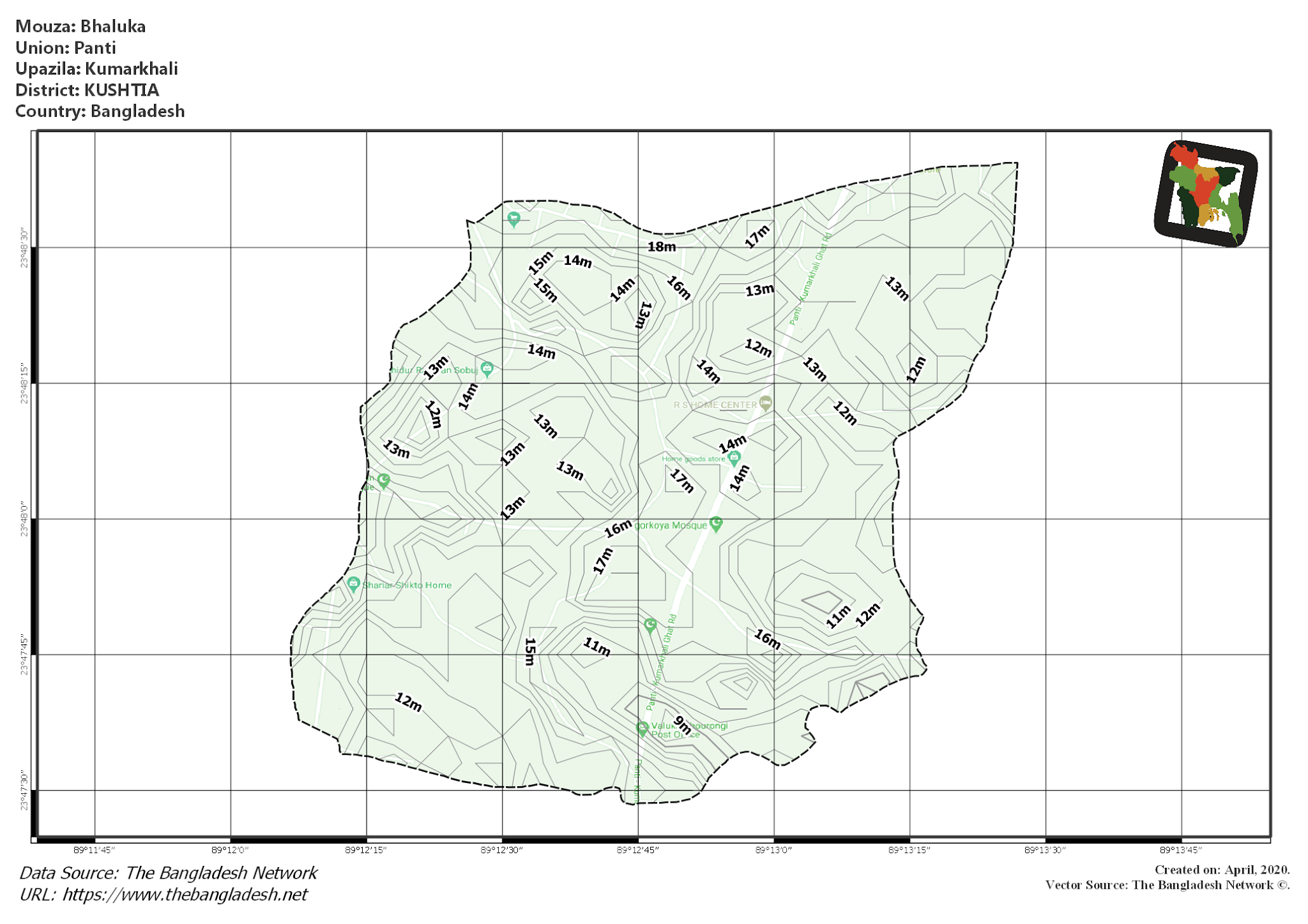 Map of Bhaluka Mouza of Kumarkhali Upazila, KUSHTIA Map of Bhaluka Mouza of Kumarkhali Upazila, KUSHTIA, Bangladesh.