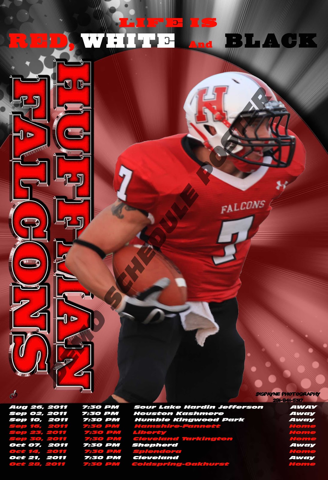 Disspayne Photography Huffman High School Football Schedule Poster