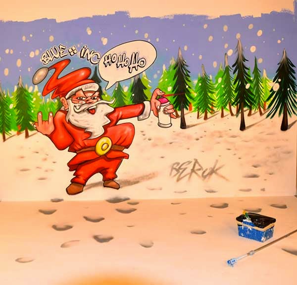 Graffiti de Navidad con Santa Claus grafitero