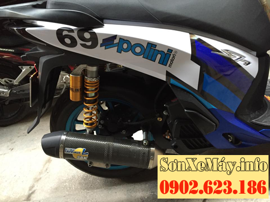 Sơn phối màu xe Honda Sh màu trắng xanh Polini