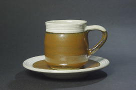 柿釉象嵌コーヒーカップ