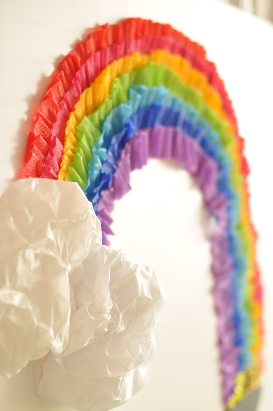 St Patrick's Day Rainbow Inspired Party Craft DIY Table Backdrop - via BirdsParty.com