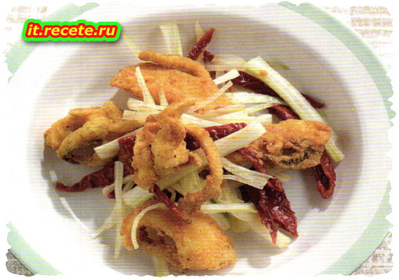 Seppie dorate,pomodori secchi e sedano Seppie dorate,pomodori secchi e sedano