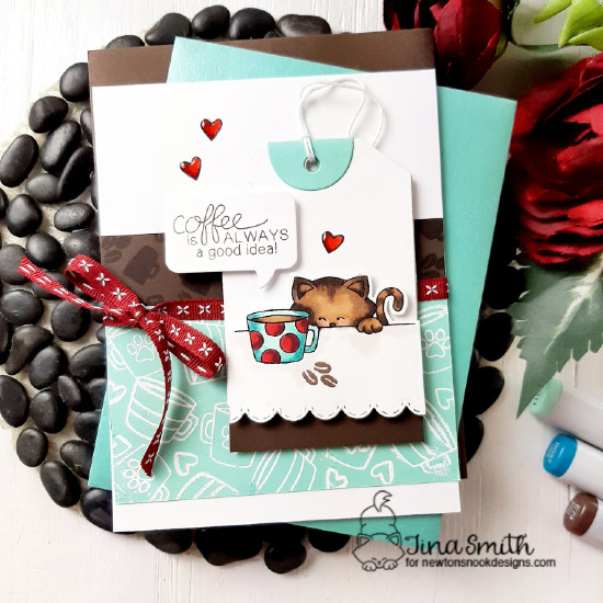 Coffee is Always a Good Idea Card by Tina Smith | Newton Loves Coffee Stamp Set, Fancy Edges Tag Die Set and Speech Bubbles Die Set by Newton's Nook Designs #newtonsnook #handmade