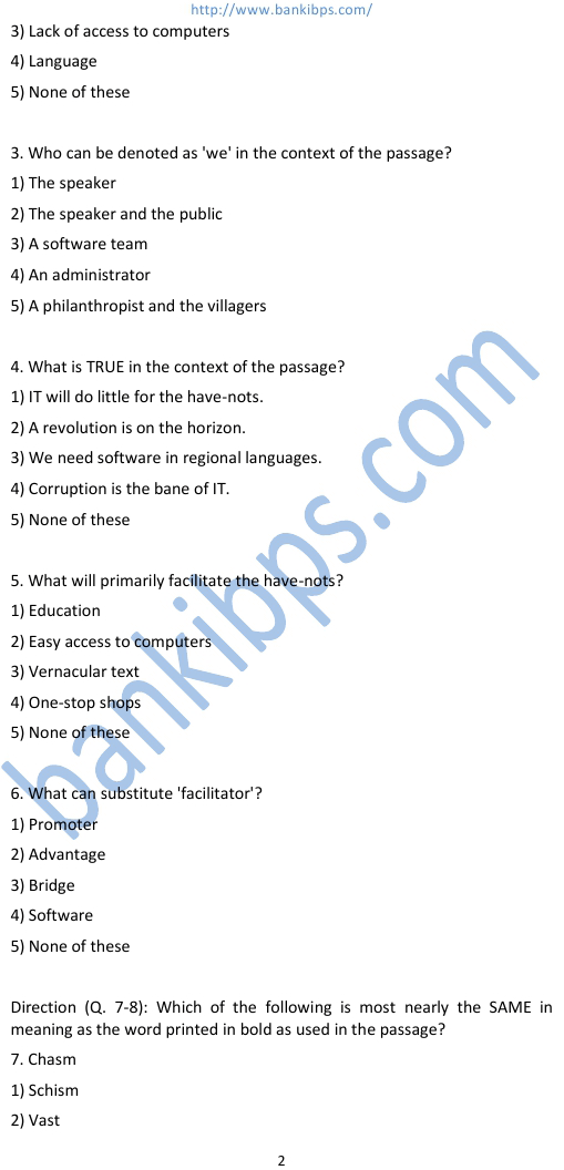 bank solved question paper 2012