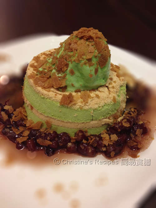 綠茶木糠布甸雪糕 Green Tea Pudding with Crumble and Ice Cream