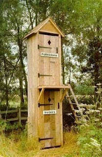 two story political potty with politicians on top voters on bottom