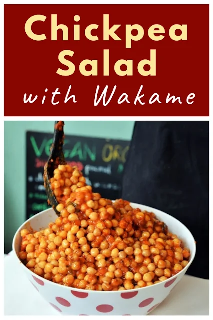 Chickpea Salad with Tomato Sauce and Wakame Seaweed. #chickpeasalad #chickpeas #wakame #wakameseaweed #seaweed #GreenwichMarket #GreenwichMarketCookbook #vegansalad 