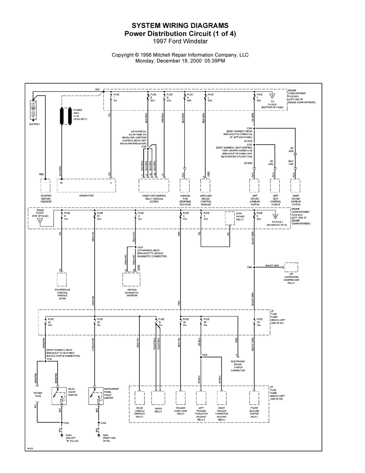 1997 Ford Windstar Complete System Wiring Diagrams | Wiring Diagrams Center