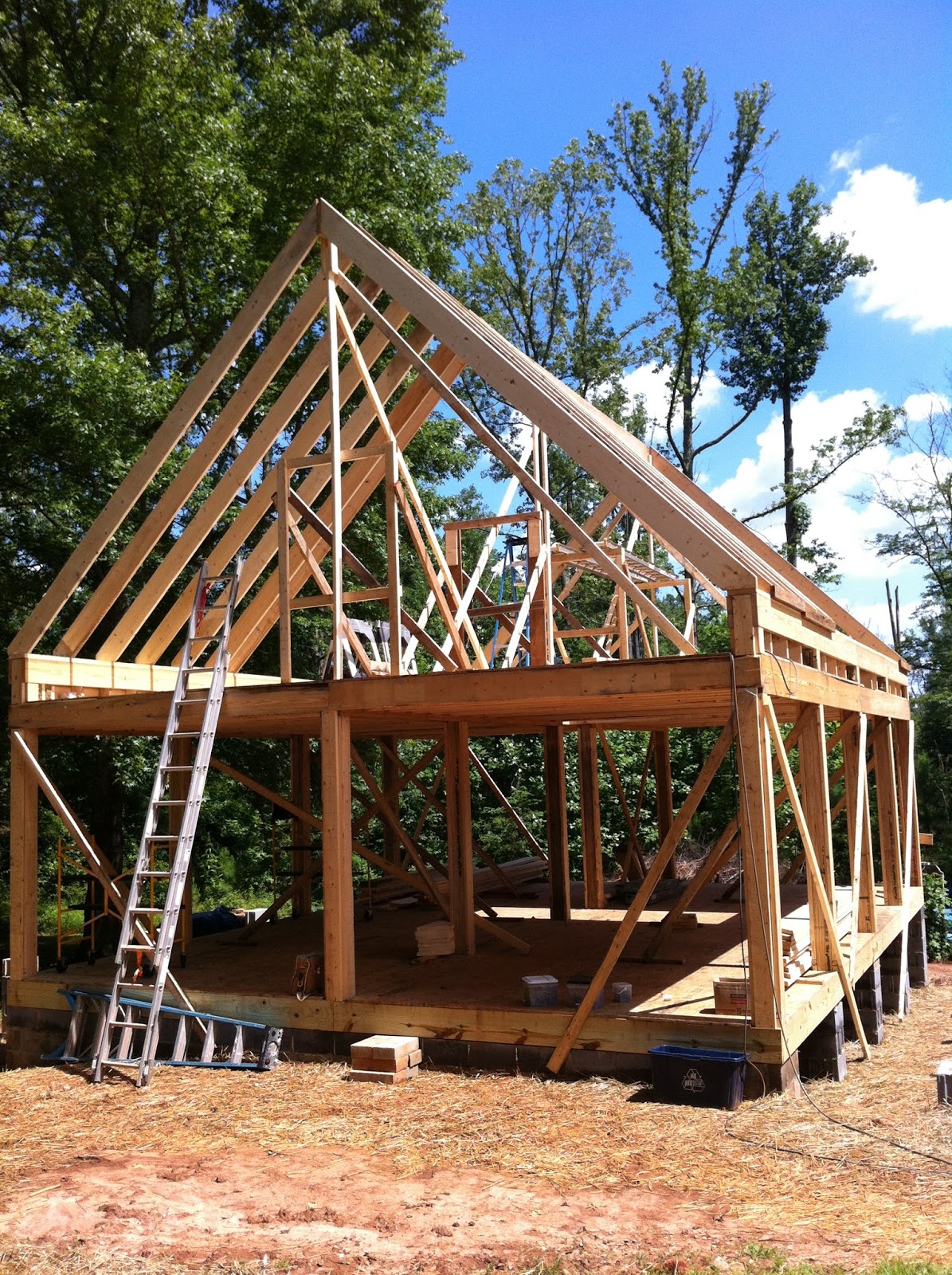 Green in Greenville Framing of the New House Continues Second Floor