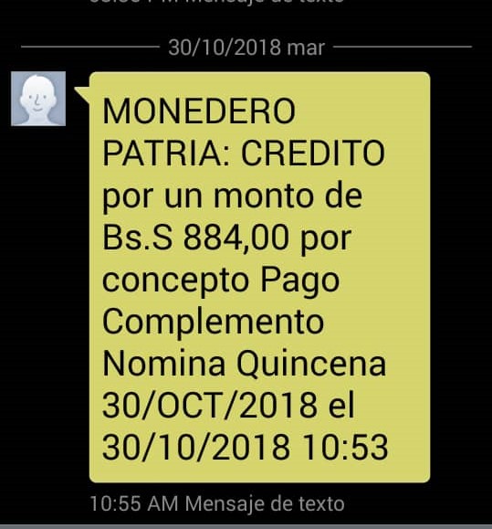 MONEDERO PATRIA: Deposito Pago Complemento Nomina Quincena 30/OCT/2018 MONEDERO PATRIA: Deposito Pago Complemento Nomina Quincena 30/OCT/2018