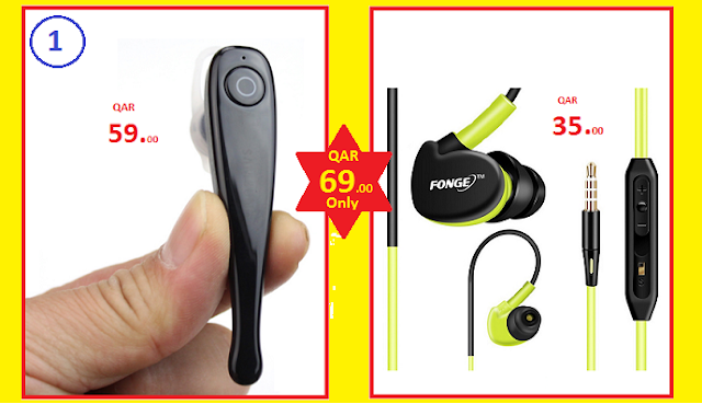 Combo Offer: Stylish Stereo Wireless Bluetooth Headset + Wired Earphone Headset | QAR 69/- Only!