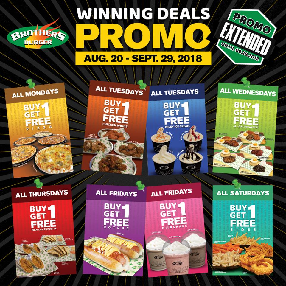 Manila Shopper Brothers Burger Buy1 Get1 Winning Deals Promo JulySeptember 2018