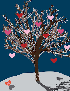 Tree of Hearts Family Tree Winter Snow 