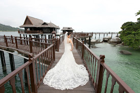 set the dress nicely facing a great view beautiful train gown