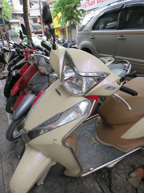 Parked scooters in Ho Chi Minh City Vietnam