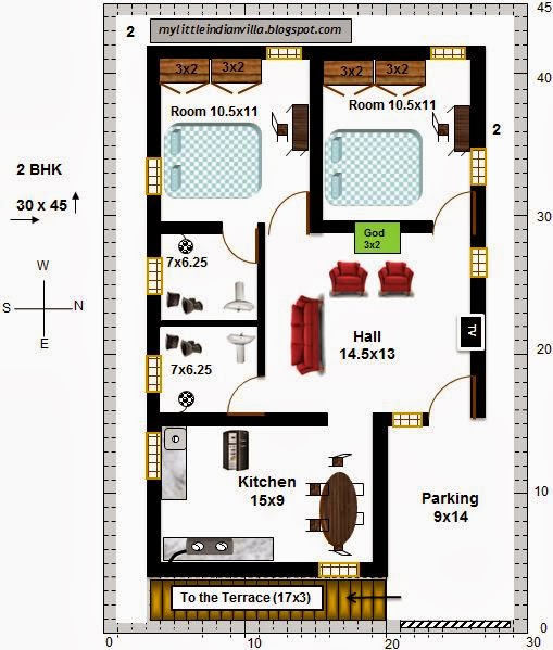 My Little Indian Villa 8R3 2 BHK in 30x45 (East facing