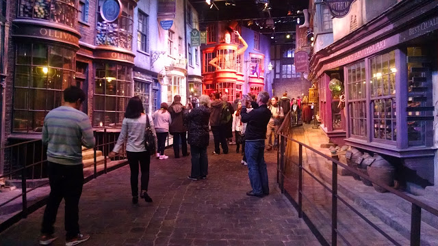 Diagon Alley from the Harry Potter set, on display at the Warner Bros. London Studio