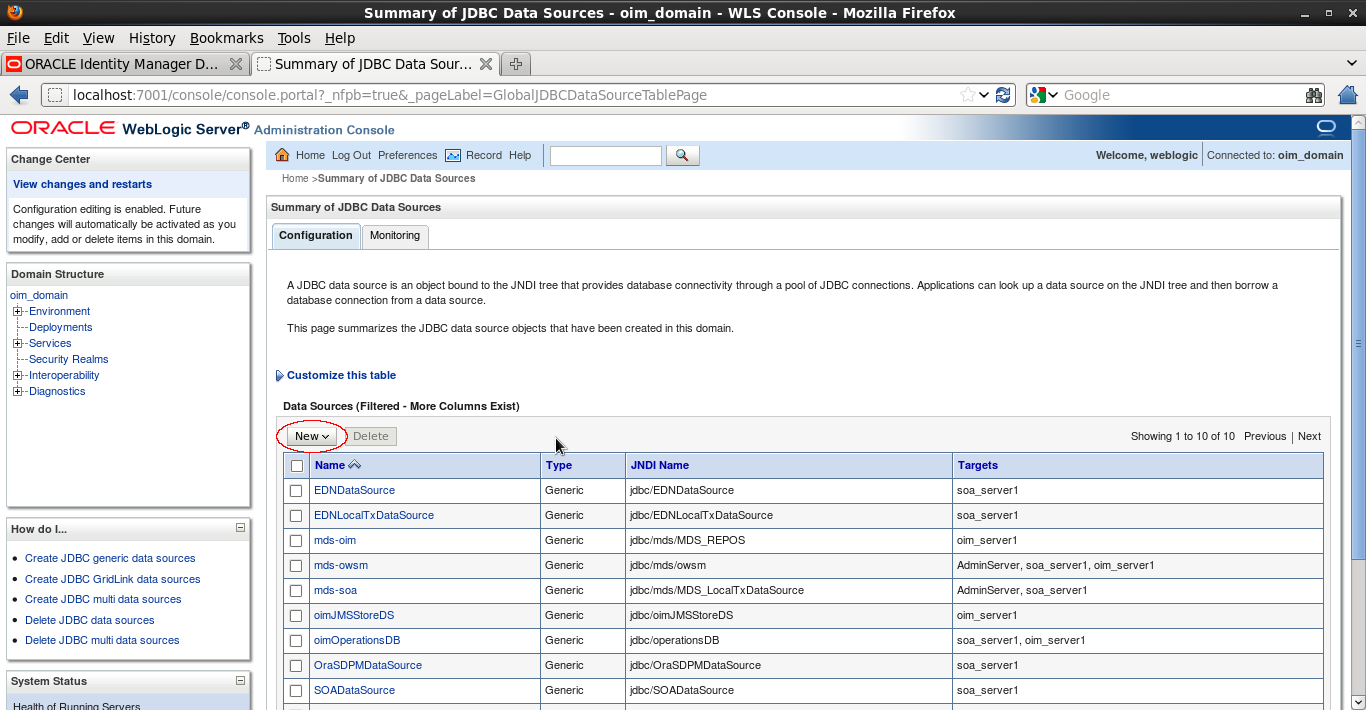 Oracle Stack How to Create a JDBC Generic Data Sources in Logic 10.3.5
