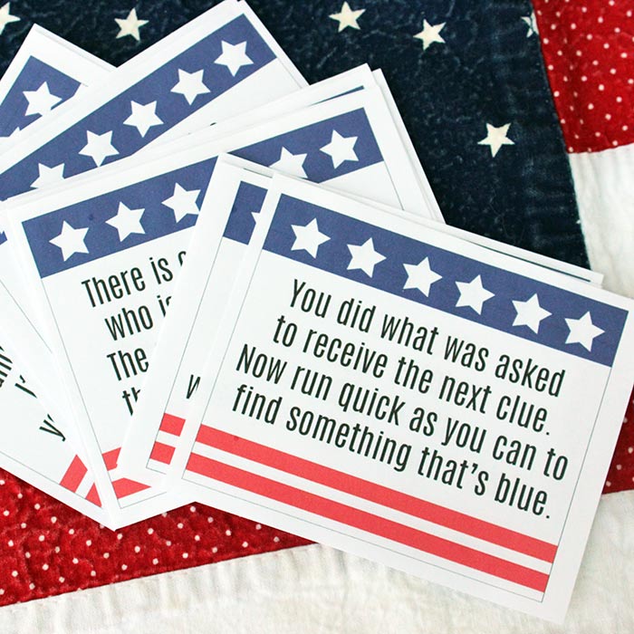 July 4 Party Scavenger Hunt for Kids with Printable Clues  Sunny Day