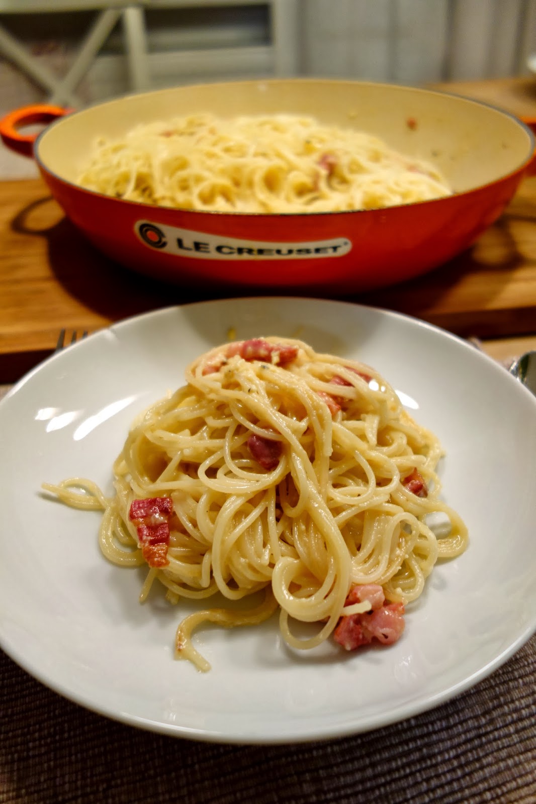Käse Sahne Soße Carbonara Zu Pasta — Rezepte Suchen