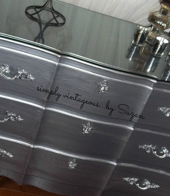 before,after,dresser,french provincial, silver, pewter, metallic
