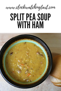 Split Pea Soup with Ham.  Recipe at www.clockwatchingtart.com