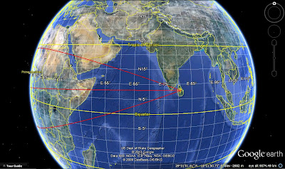 направления осей симметрии культурных треугольников Шри-Ланки на Гугл Земля