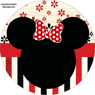 Minnie with Red, Yellow and Black Stripes: Free Printable Mini Kit. Minnie with Red, Yellow and Black Stripes: Free Printable Mini Kit.