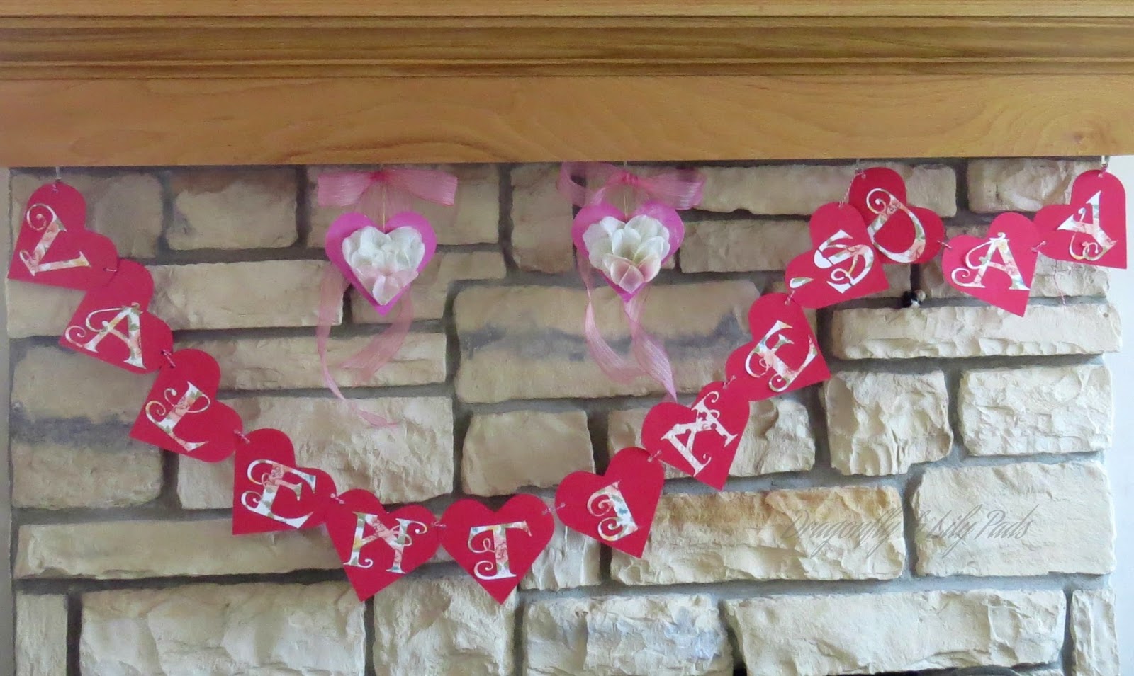 Decoupaged Hearts Decor, Valentine's Day Banner, Fireplace, Hearts, Decor