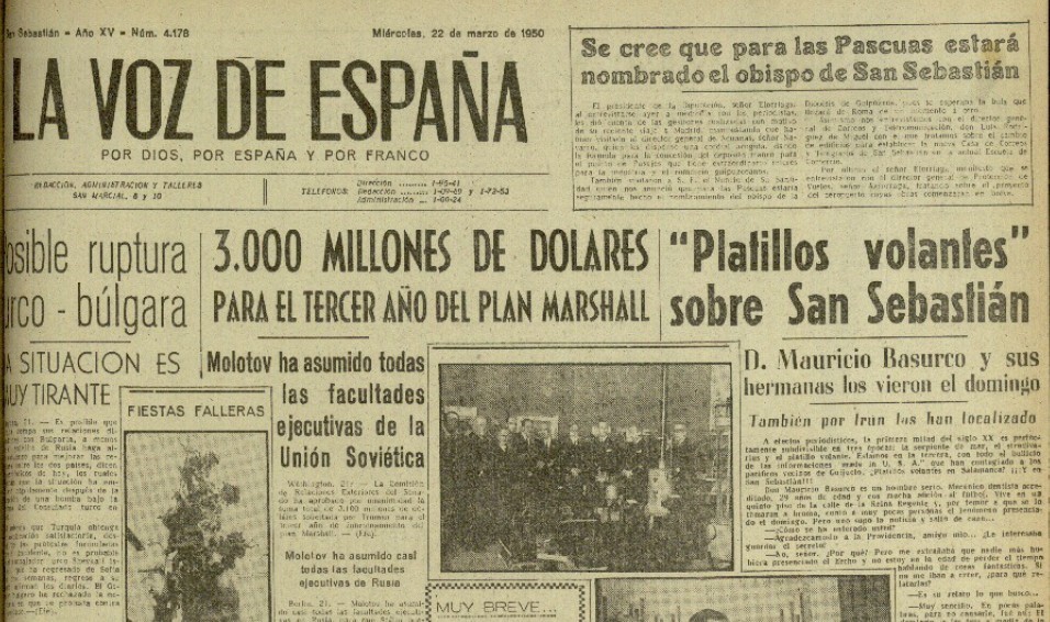 La Voz De Espana March 22 1950 Edition Credit JC Victorio Uranga La Voz De Espana March 22 1950 Edition Credit JC Victorio Uranga