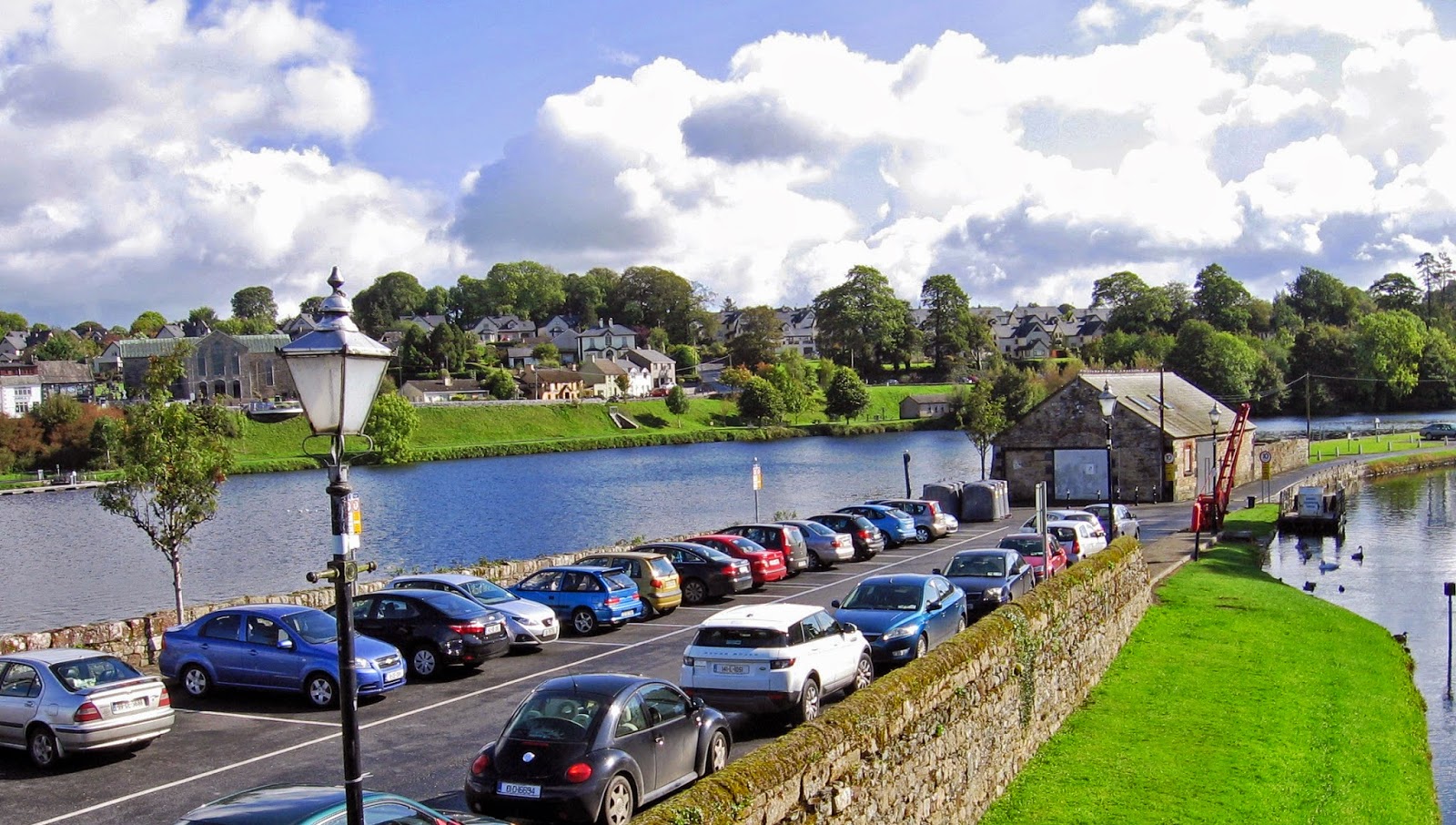 View of village of Ballina from across the River Shannon in County Clare