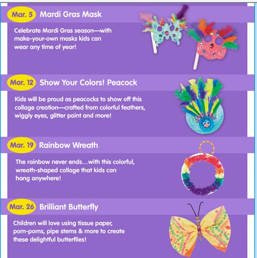 Lakeshore Learning March Crafts FREE every Saturday demi lovato 2011