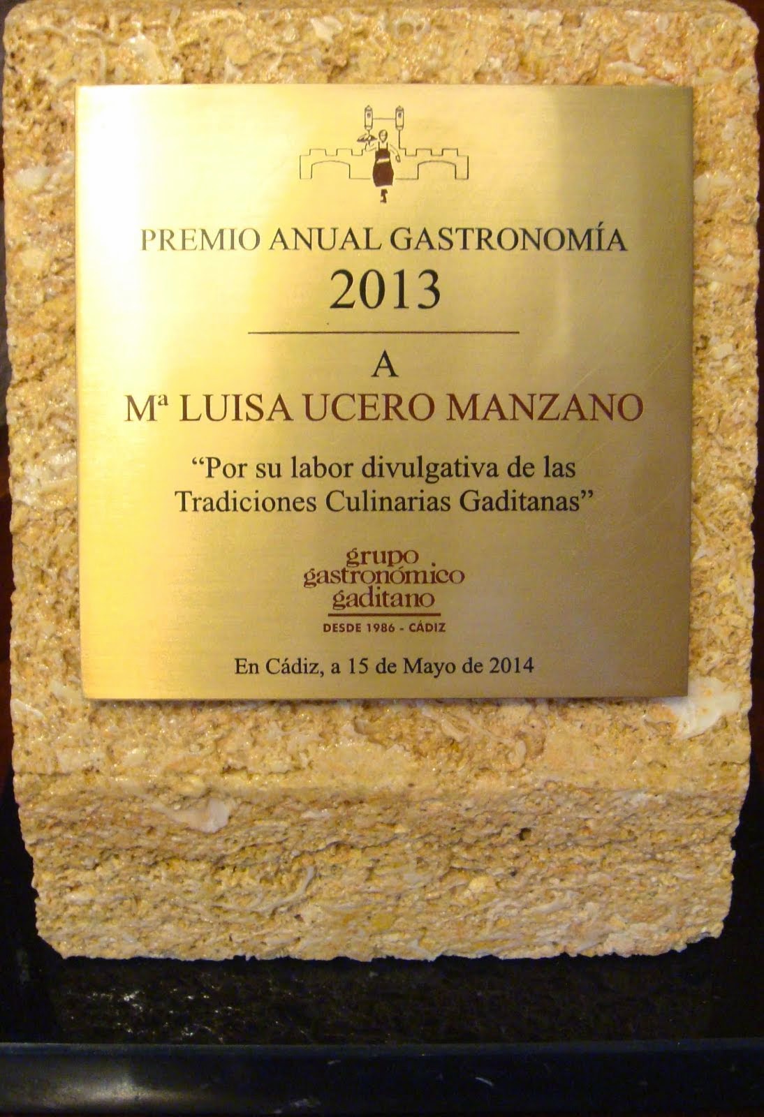 Premio 27 Edición Grupo Gastronómico Gaditano. Entrega 16 de mayo de 2014