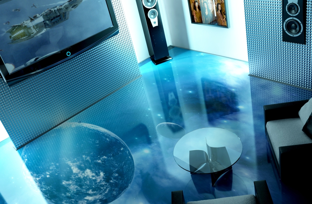 Realistic 3D flooring murals and 3D epoxy floor painting