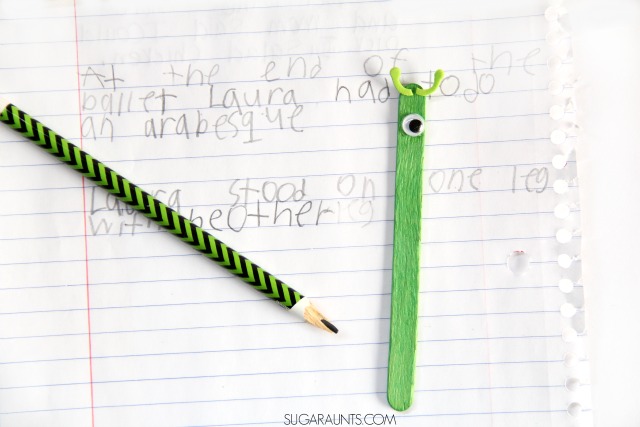 Make a spacing tool with this space martian craft, and work on visual tracking, visual perceptual skills, and visual attention in handwriting.