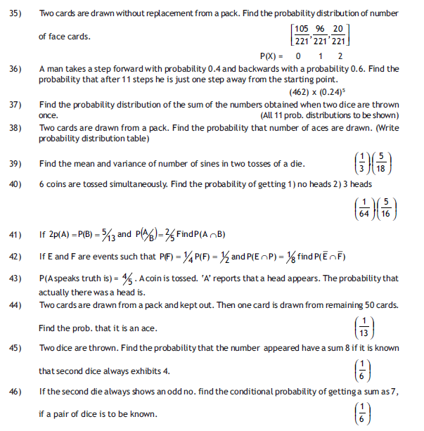 Probability HOT Questions  for board exam class 12 ,free study material for cbse maths,