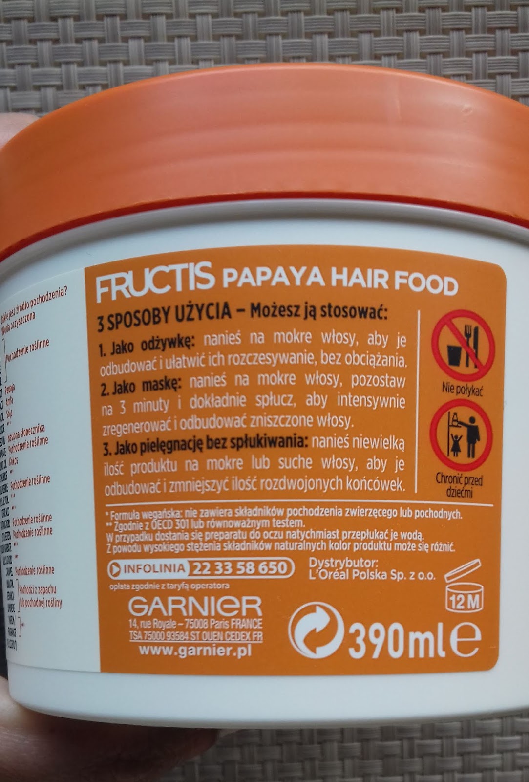 Garnier fructis papaya hair food maska regenerująca do włosów zniszczonych
