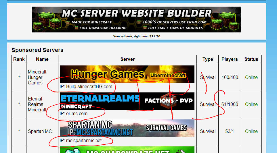 Minecraft Servers List - FreeTime