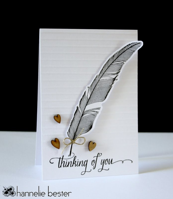 thinking of you card using hero arts feather set