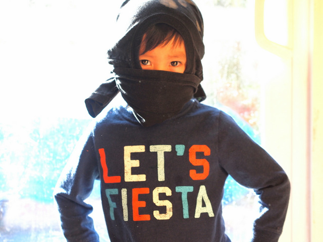 How to make a t-shirt ninja mask- free, no-sew, and ready to wear in under 1 minute!