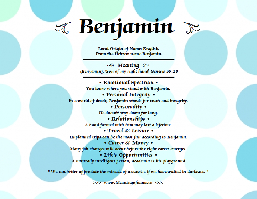 Benjamin Meaning Of Name