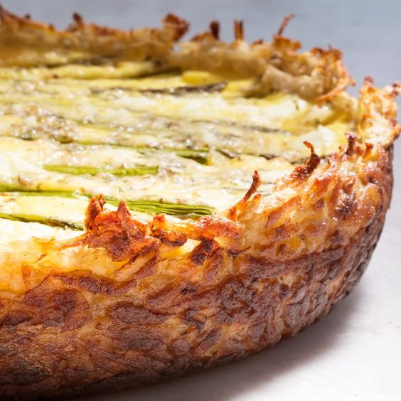 Asparagus and TwoCheese Quiche with HashBrown Crust healthy dinner