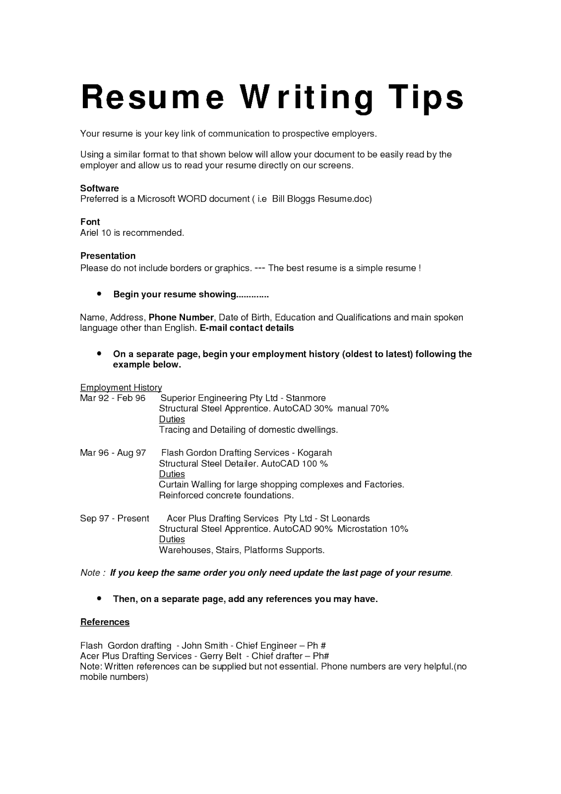 resume writing format resume writing format