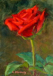rose oil painting linen redrose